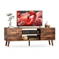 thumbnail image 1 of Soporte de TV YSSOA para sala de estar de 40 a 60 pulgadas con almacenamiento, color marrón, 1 of 7