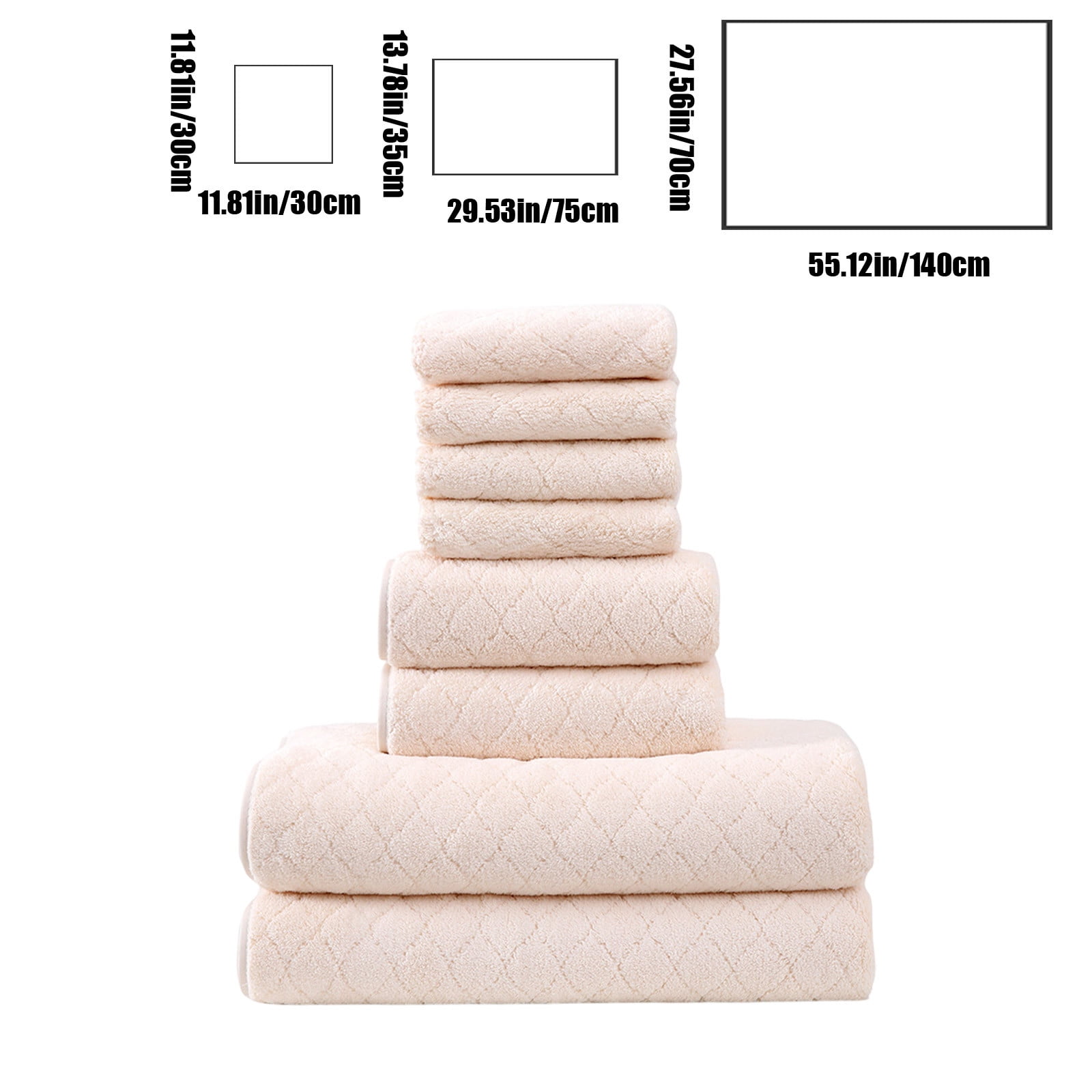 Hiroekza 8-Piece Coral Fleece Bath Towels Set for Bathroom 100% Cotton Towel Set Includes 2 Bath Towels 2 Hand Towels 4 Washcloths for Shower, Spa, Hotel & Home Bathroom Essentials Beige