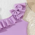 thumbnail image 5 of Lullu Girls Bow Ruffle One Shoulder One-Piece Swimsuit UPF50+ Cute Bathing Suit, Sizes 3-7, 5 of 5