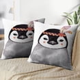 thumbnail image 5 of LALILO Throw Pillow Covers Watercolor Penguin Portrait Cute Boho With Feathers Nursery With Animals And Animal Set of 2 Square 18 x 18 Inch Pillowcase, 5 of 5