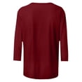 thumbnail image 4 of Gibobby Camisa navideña mujer Blusa de manga cuartos con cuello redondo y estampado de letras de de Navidad a la informal de Navidad para mujer(Vino,G), 4 of 5