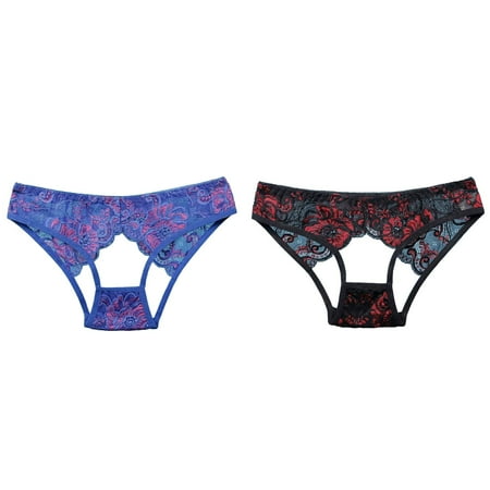 2-Pack Underwear Women s Summer Thin Lace Hollow Ribbons Underwear for Women Bikini Lace Ladies Panties Size 6 Breathable Briefs for Women High Cut Underwear Women Women s Panties Ladies Panties