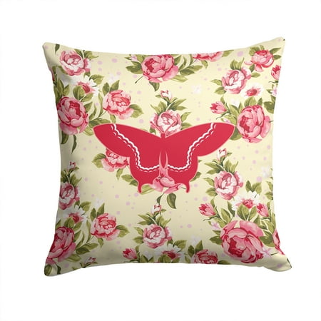 Butterfly Shabby Chic Yellow Roses Fabric Decorative Pillow