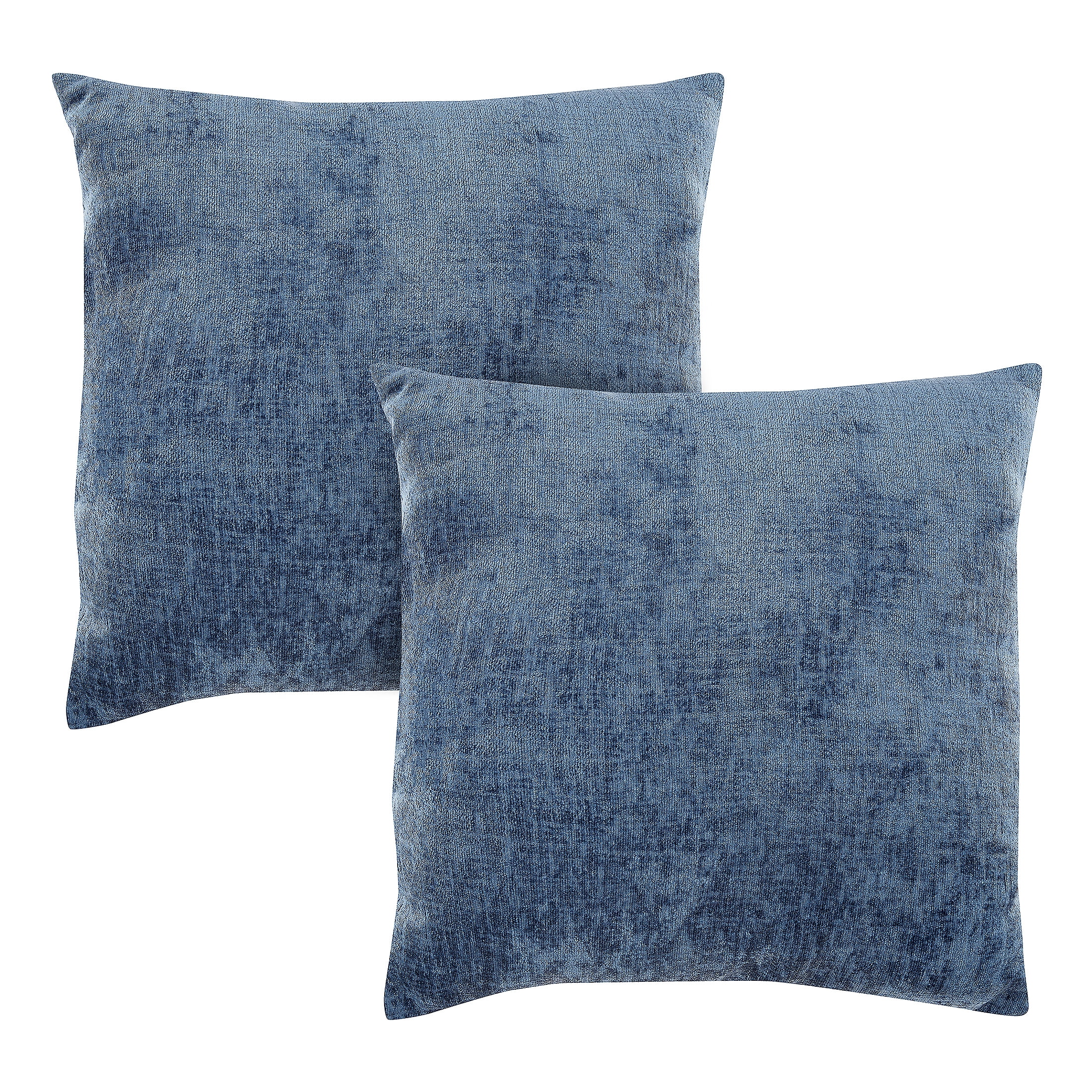 Monarch Chenille 18x18 Denim Blue Throw Pillow with Feather