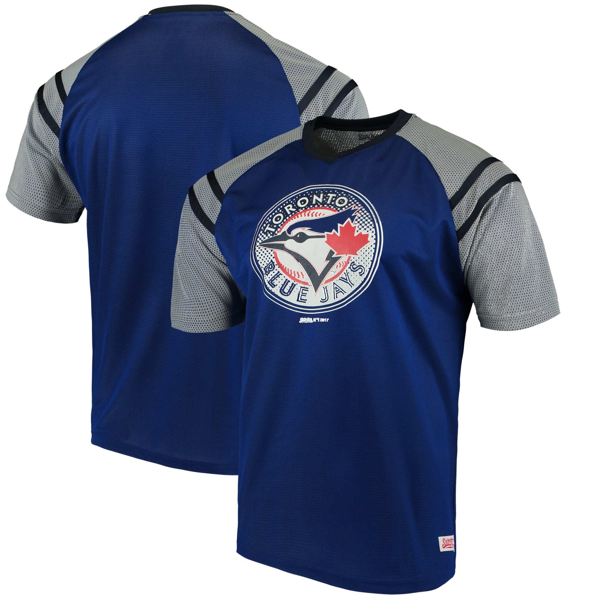 Toronto Blue Jays Stitches V-Neck Mesh Jersey T-Shirt - Royal/Navy ...