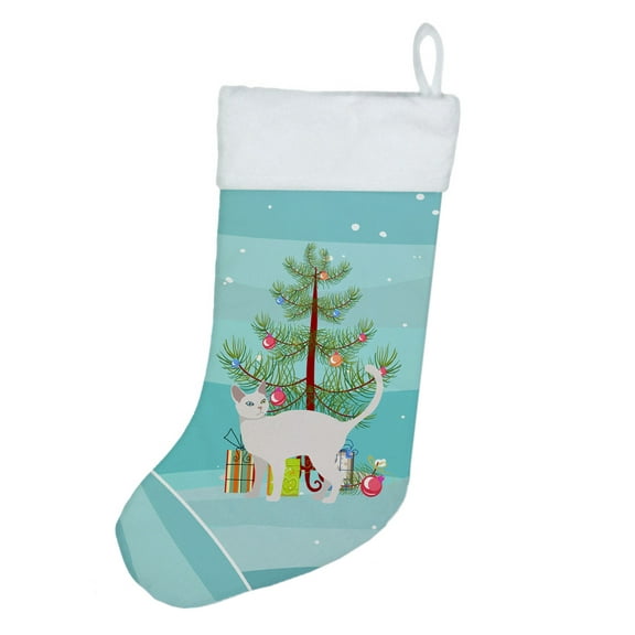 Khao Manee #2 Cat Merry Christmas Christmas Stocking 13.5 in x 18 in