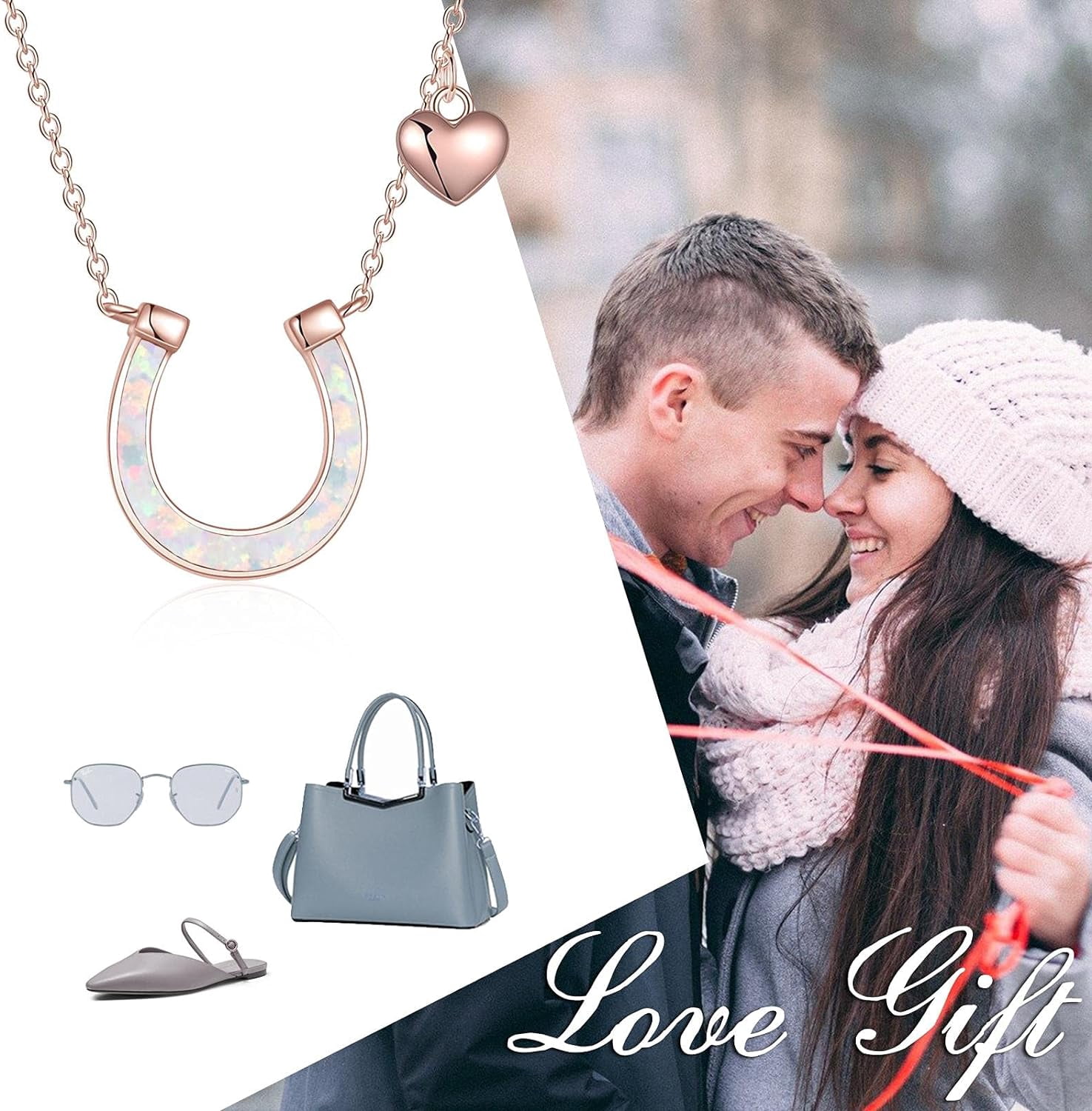 YAFEINI White Opal Horseshoe Necklace for Women Sterling Silver White Opal Horse Jewelry Gifts for Women