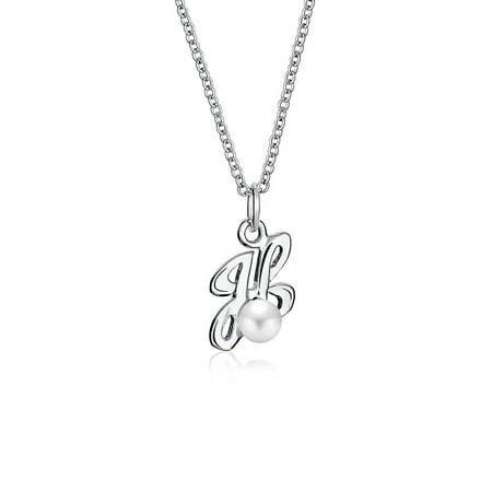 Freshwater Cultured Pearls 16 Inch String - Bling Jewelry Freshwater Cultured Pearl Initial H Pendant Sterling Silver Necklace 16 Inches