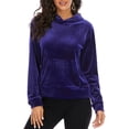 thumbnail image 4 of SHCKE Women Velour Sweatshirt Long Sleeve Hoodie Sweatshirt Warm Pullover Tops Loose Sweatshirt Velour Hoodies Sports Tops Soft Stretch Yoga Jogging Activewear Shirt, 4 of 8