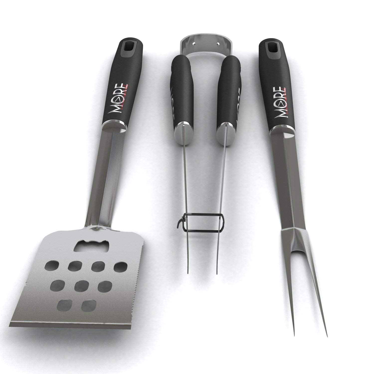 3-Piece BBQ Set - Heavy Duty Stainless Steel BBQ Tool Set - BBQ RECIPE eBook - Dozens of Amazing Grilling Recipes - BBQ Accessories for Grilling Like a BOSS. Great for Electric, Gas, & Outdoor Grills - image 3 of 7