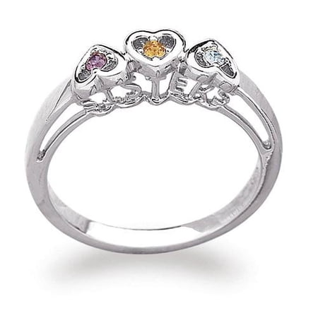 Personalized Planet Sterling Silver Sisters Birthstone Heart Ring