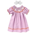 thumbnail image 3 of Zehjuhan Baby Girl's Adorable Party Dress with Pumpkin Embroidery & Bow Ruffle Sleeve Holiday Outfit Purple，3-6M, 3 of 10