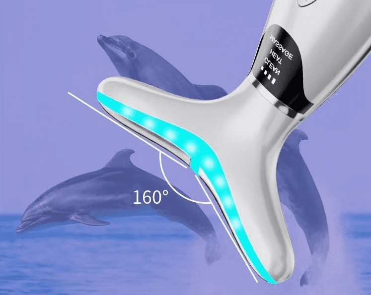 CNV Facial Massager, 7 Colors Red Light Therapy for Face and Neck, Face Lift Device with 113°F Heating Vibration for Multi Skin Care White
