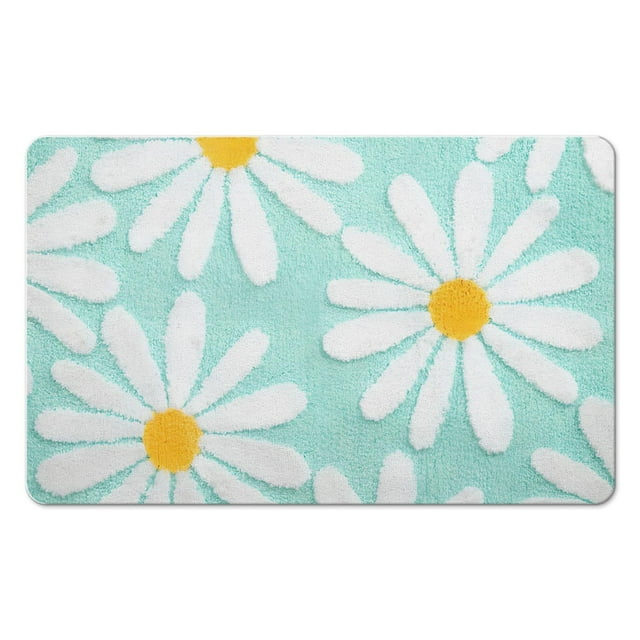 Step onto Comfort Soft Fiber 20x32 inch Bath Mat with Floral Design