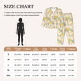 thumbnail image 3 of KLL Lemon Leaves Print Women's Long Sleeve Pajamas with Pants Sleepwear Loungewear 2 Set-Small, 3 of 7