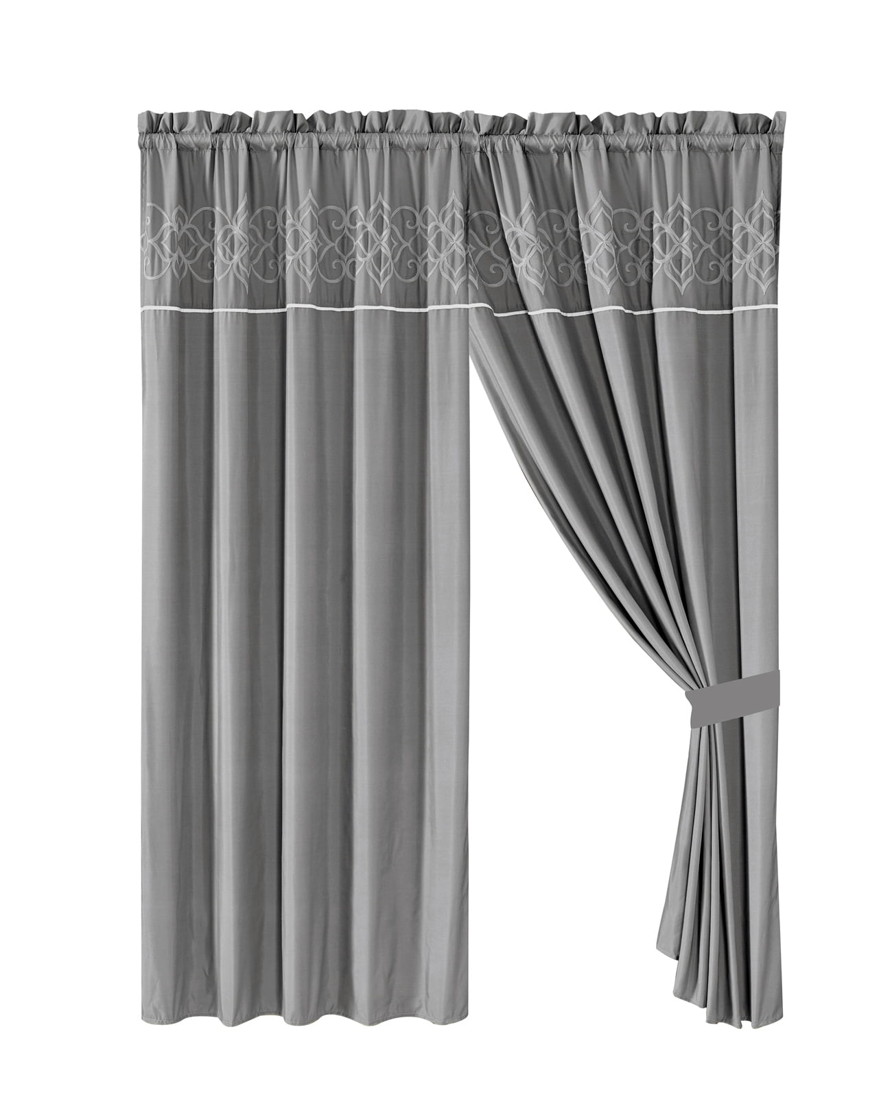 Lotus Beautiful lined Floral voile Curtains White/silver & Champagne/Gold 