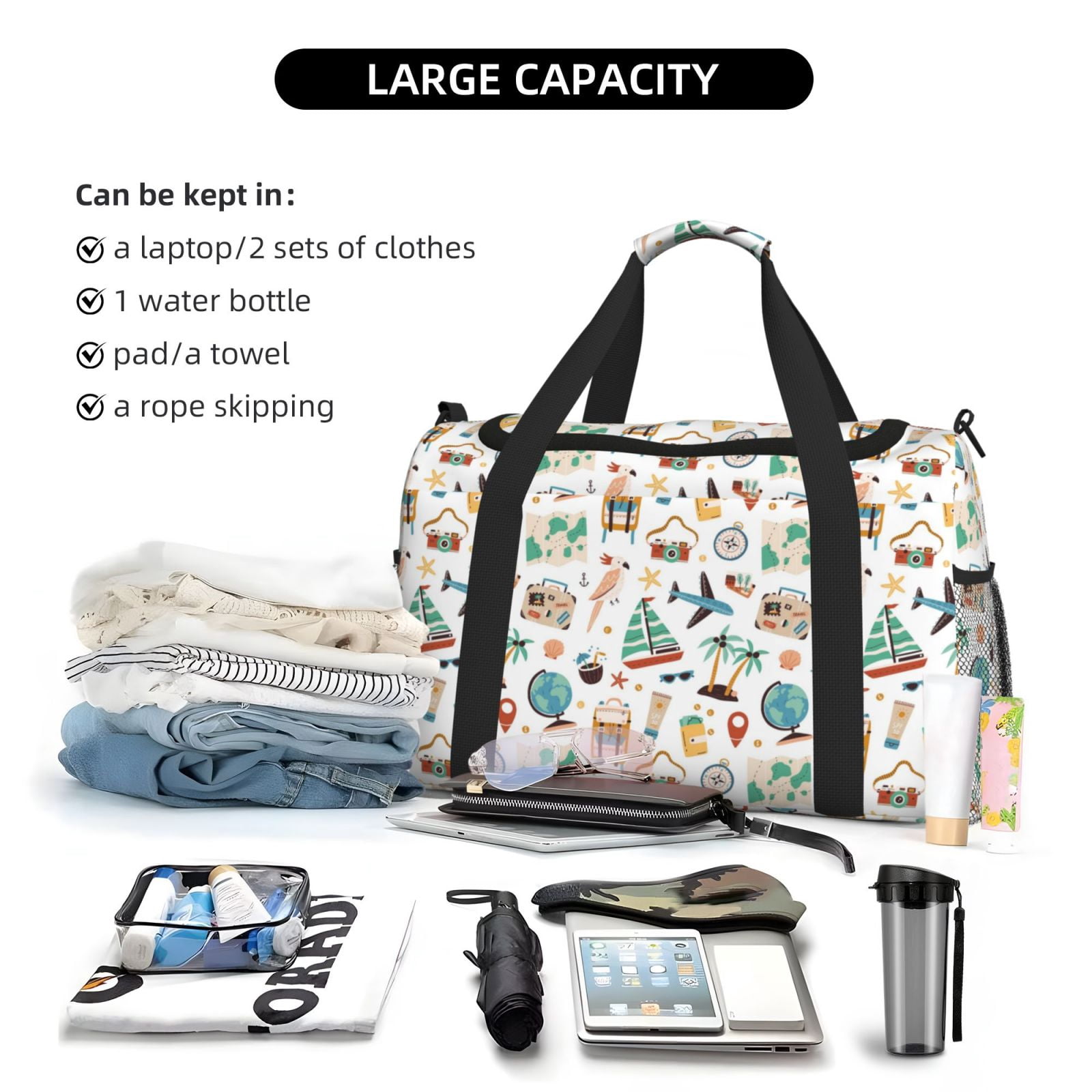 Fuzoiu Travel1 Print Travel Duffle Bag,Carry On Tote Bags,Duffel Bag,Sport Gym Bag, Hospital Bag for Labor and Delivery, Overnight Bag,Luggage Bag