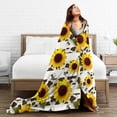 thumbnail image 4 of Yibo Corgi Dragonfly Sunflower Blanket Flannel Soft and Comfortable Anti-static Bed Sofa Blanket, 4 of 7