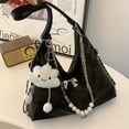 thumbnail image 2 of Bolso de hombro de piel suave de gran capacidad, versión coreana, con cadena de perlas, para mujer, primavera y verano 2025, nuevo bolso de mano con textura para debajo del brazo., 2 of 5