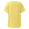 thumbnail image 5 of KBZDBZC Womens T Shirts Short Sleeves V Neck Plain Color Soft Loose Fitting Summer T Shirts Women Womens Blouses Women's T-Shirts (Yellow,L), 5 of 6