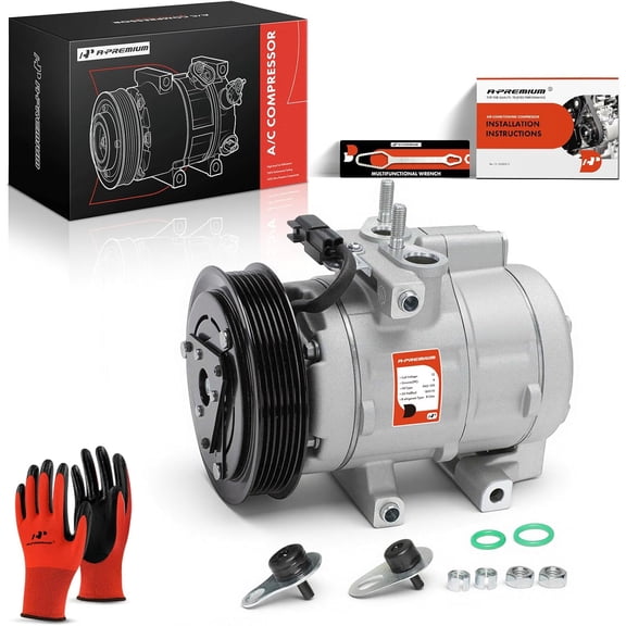 A-Premium Air Conditioner AC Compressor with Clutch Compatible with Ford F-250 Super Duty 2008-2010, F-350 Super Duty 2008-2010, F-450 Super Duty 2008-2010, F-550 Super Duty 2008-2010, 5.4L 6.8L