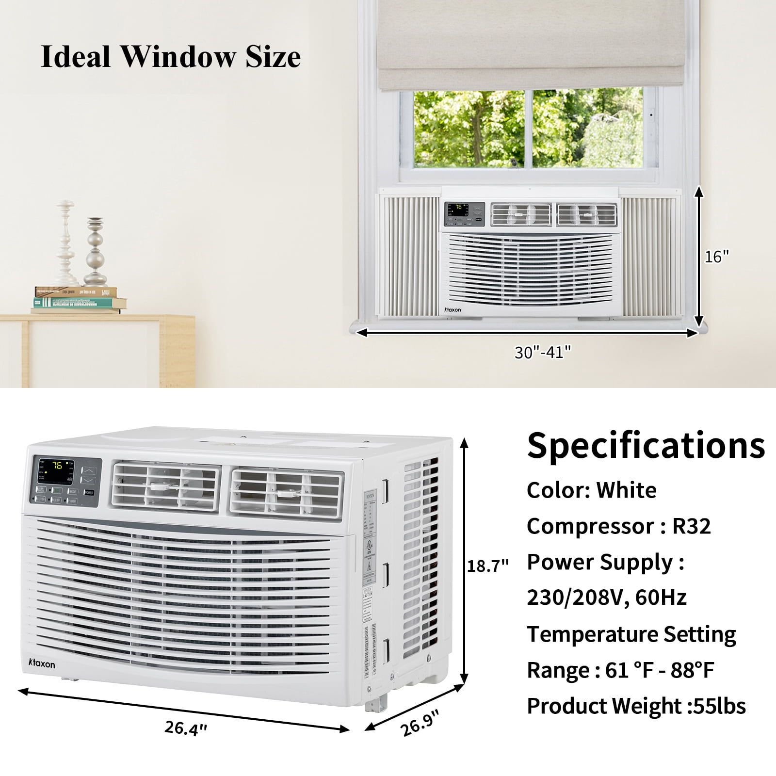Ktaxon 24000BTU Window Air Conditioner With WiFi and Eco Mode for Medium Rooms