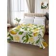 thumbnail image 2 of Lemon Yellow King Size Flat Sheet, Wrinkleproof & Fadeproof Cooling Flat Bed Sheet Only, Country Watercolor Floral Leaf Green White Breathable Soft Bedding Top Sheets 105 x 98 Inches, 2 of 8