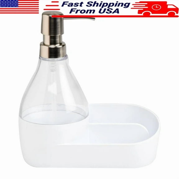 Soap Dispenser & Sponge Holder 2-In-1 Kitchen Organizer Caddy Easy Refill New