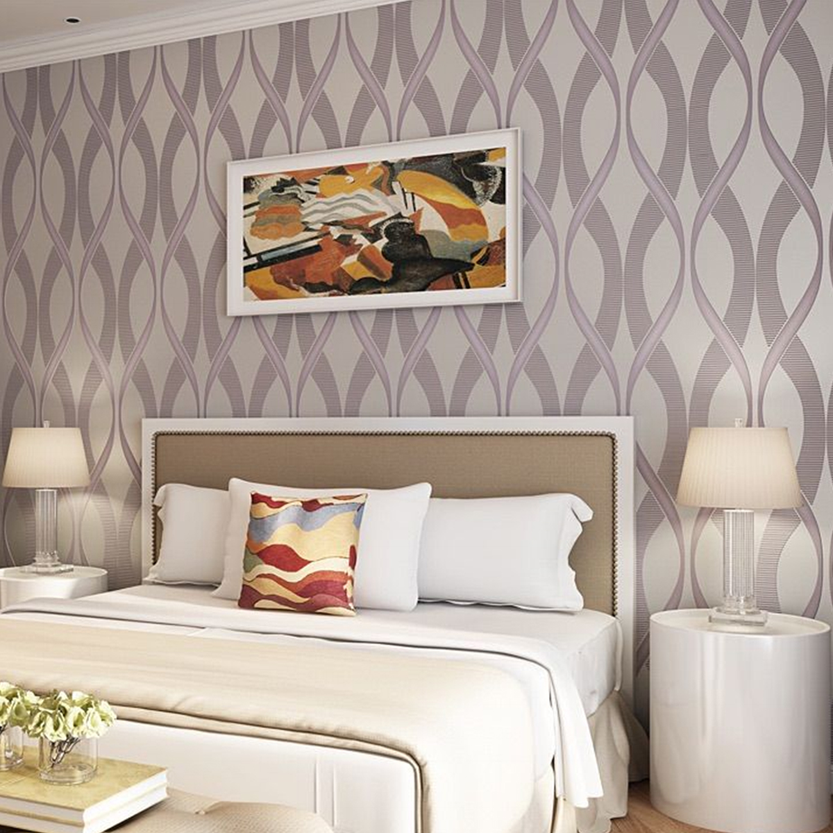 Bshapplus 393in x 21in Textured Wallpaper,3D Pink Grey NonWoven Stripe