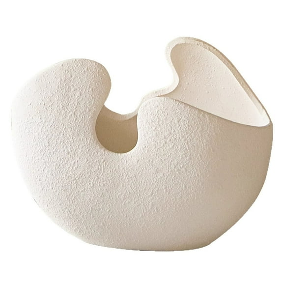 Modern White Ceramic Eggshell Vase for Flowers, Frosted Texture Decorative Vase, Floral Centerpiece