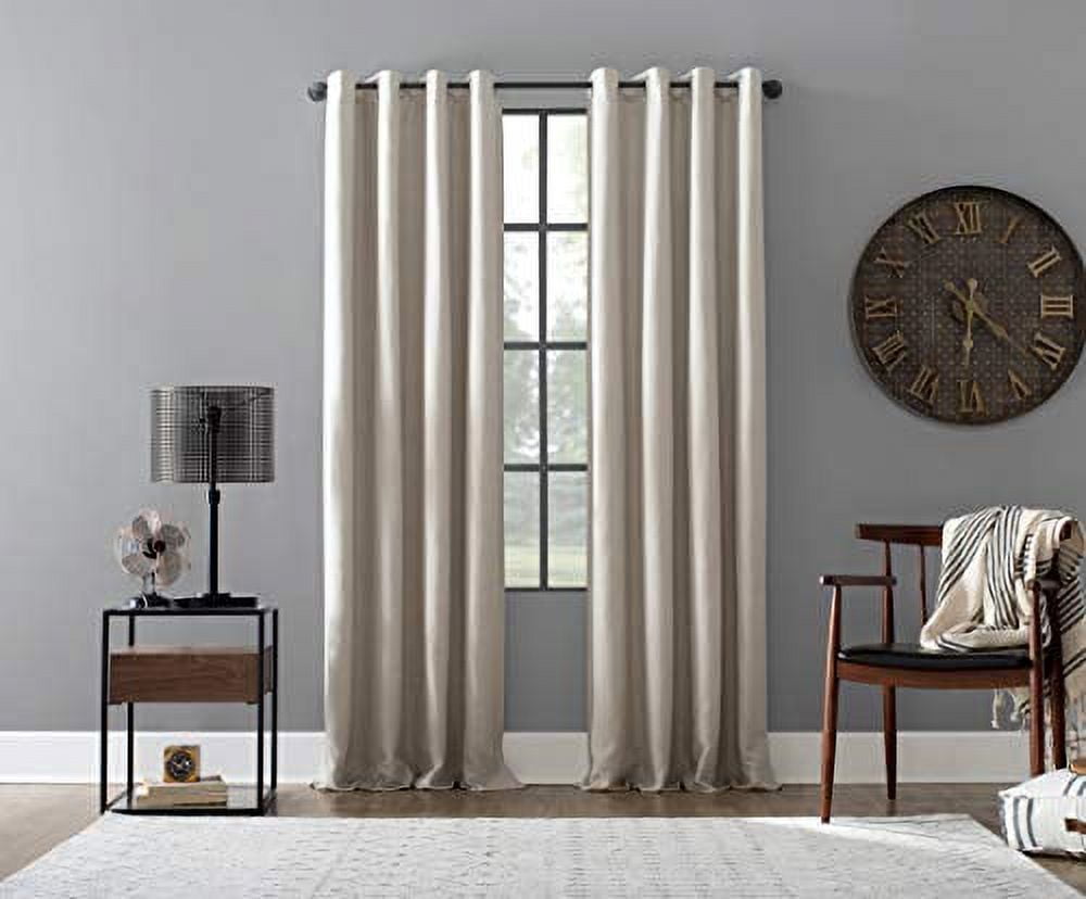 Archaeo Linen Blend Blackout Grommet Top Curtain, 52"x95", Pearl