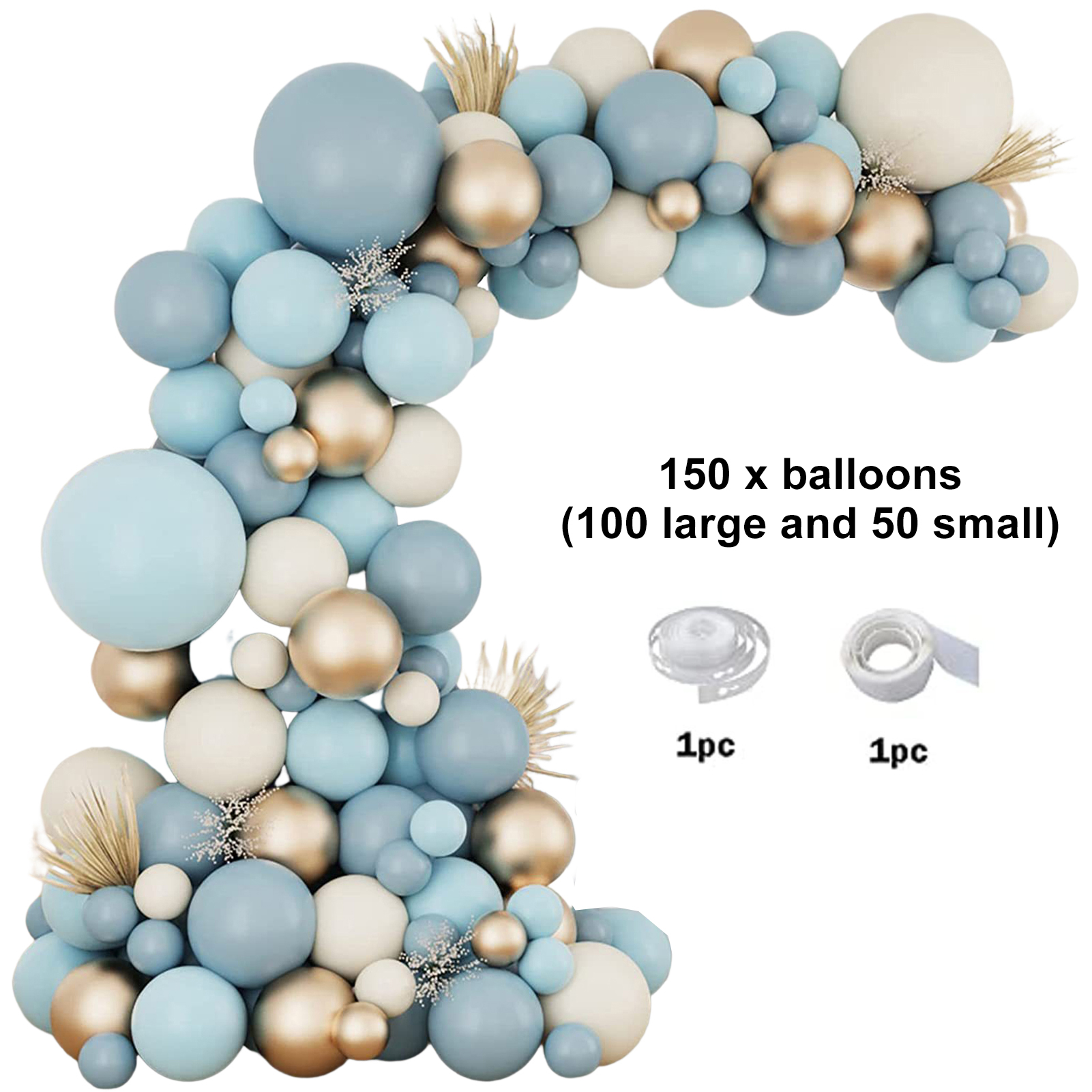 AYYUFE 1 Set Balloon Garland Arch Kit Vintage Blue White Golden Leakproof Thicker Baby Shower Birthday Party Wedding Decoration Latex Balloon Party Supplies