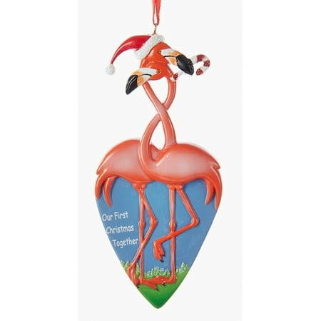 Kurt Adler Flamingo Couple Our First  Together Holiday Ornament