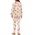 thumbnail image 2 of DISNIMO Butterfly Cherry Printed Womens Long Pajama Sets Long Sleeve Sleepwear Nightwear Pjs with Long Pants Casual V Neck Ladies Lounge Sets, 2 of 7