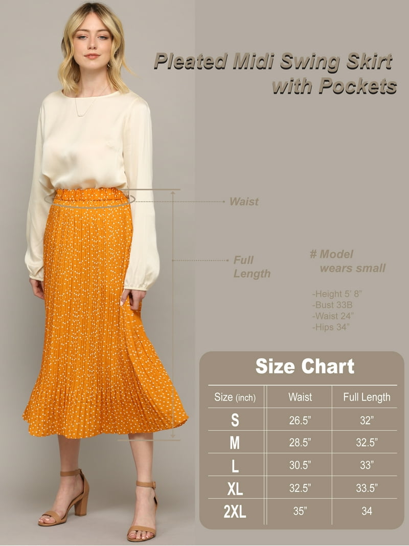 スカート Bibiy. MIA DOT SKIRT MBJ WB2383 Womens High Waist Polka Dot Pleated Skirt Midi