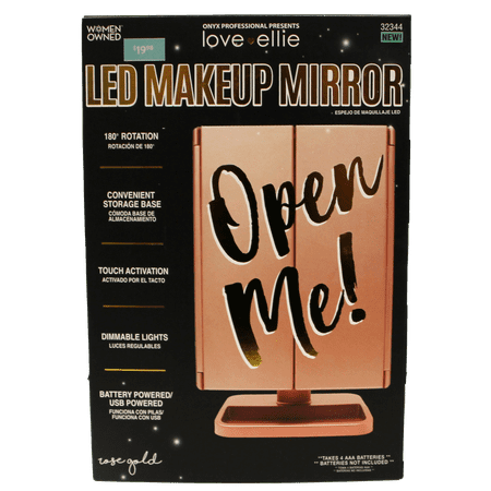 Onyx Professional LED Makeup Mirror 3x Magnification with In-Base Storage, Rose Gold