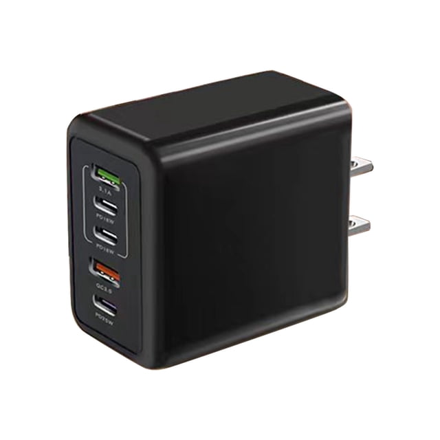 Black Multi Port Usb C And Usb A Charger With 5V2.4A Output For Phones Tablets And Other Gadgets