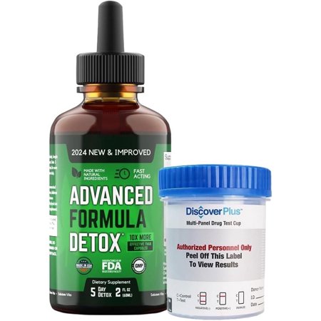 Salutem Vita™ Liquid Advanced Formula Detox - Detox Kit with Test Cup: Liquid Dietary Supplement for Total Body Cleanse - Supplement for Toxin Removal - 1 Pack - 2 Fl Oz (20 Servings)