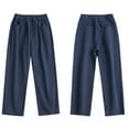 thumbnail image 7 of Boys Pants,School Pants High Waist Comfortable Trousers With Side Pockets Durable Casual Long Pants for Kids,Uniform Pants for Boys,Z03 Navy,11-12 Years, 7 of 7