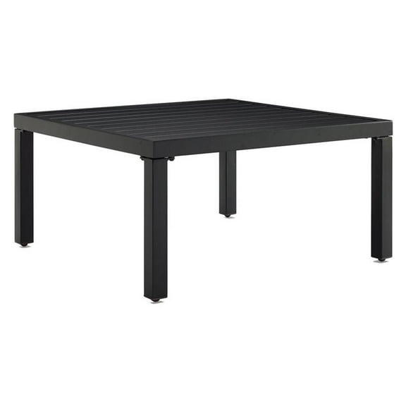 Pemberly Row Modern Metal Outdoor Sectional Coffee Table in Black