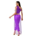 thumbnail image 2 of Aislor Women's Arabian Princess Belly Dance Costume Gem Decor Shiny Tulle Overlay Jumpsuit for Party Purple 3XL, 2 of 7