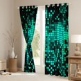 thumbnail image 3 of Manfei Teens Abstract Geometric Plaid Curtains Pack of 2 (42x84 Each),Futuristic Cubes Curtains Blackout,Gradient Neon Lights Bedroom Curtains,Luxury Bedroom Decor, 3 of 6