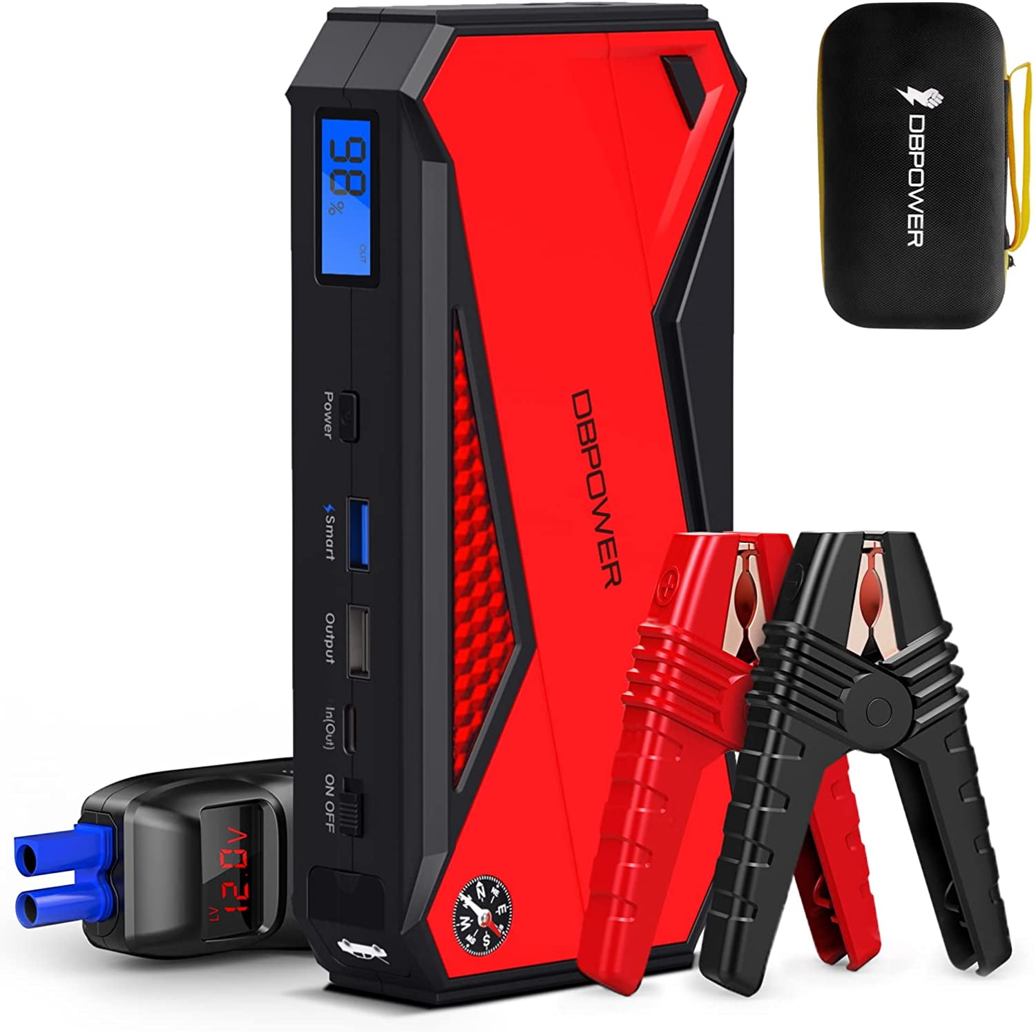 800 amp Peak 16000mAh Lithium Battery Booster Power Pack built in Flashlight Car Jump Starter up to 6L Gas & 3L Diesel Engine 