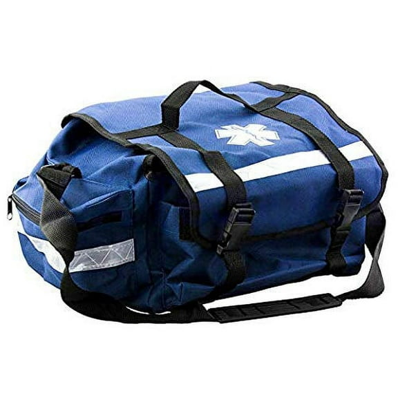First Aid Responder EMS Emergency Medical Trauma Bag - Paramedics, Firefighters, Nurses, Home Health Aides (Blue)