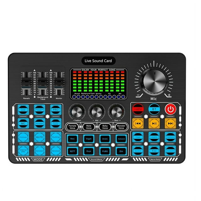 Interfaz de Audio de la Tarjeta de Sonido en Q6S con Efectos de Mezclador de DJ y Consola de Mezcla de Audio con Cambiador de Voz para Transmisión