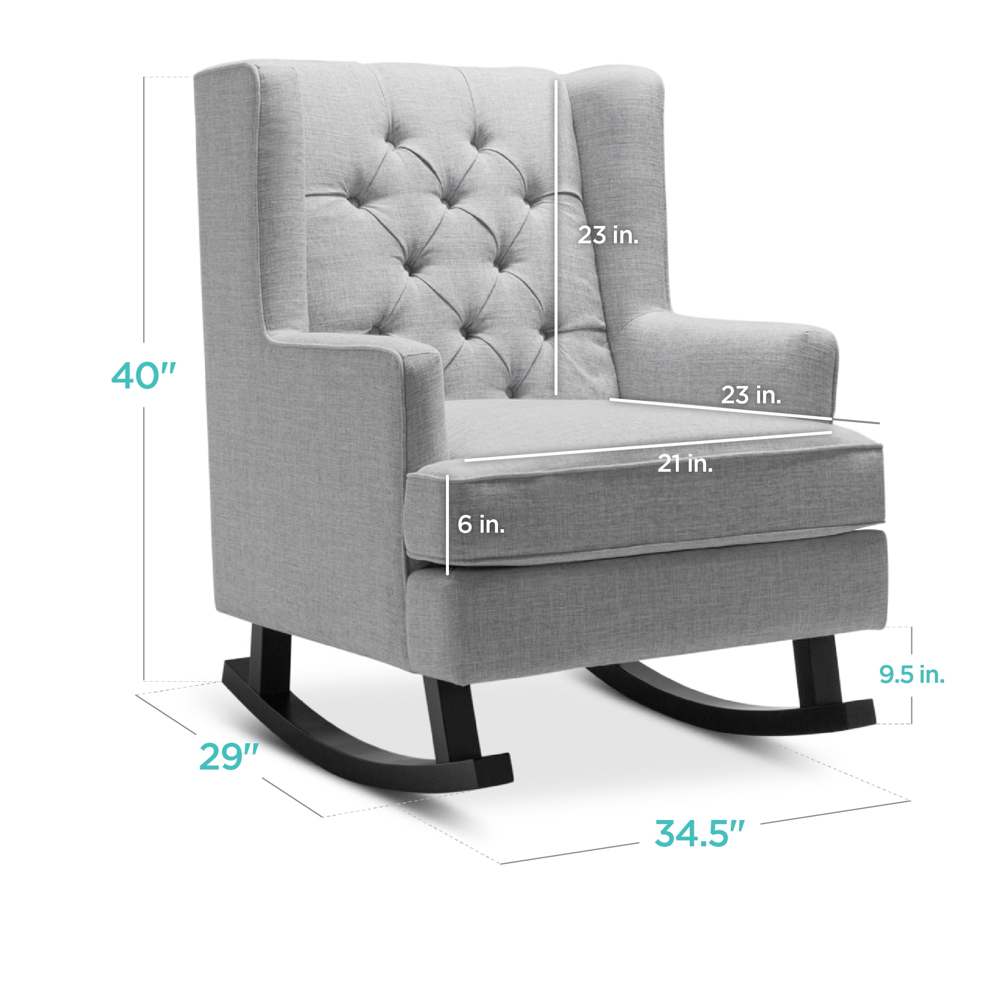 Best Choice Products Rocking Accent Chair, Tufted Upholstered  Wingback for Home, Nursery w/ Wood Frame - Gray