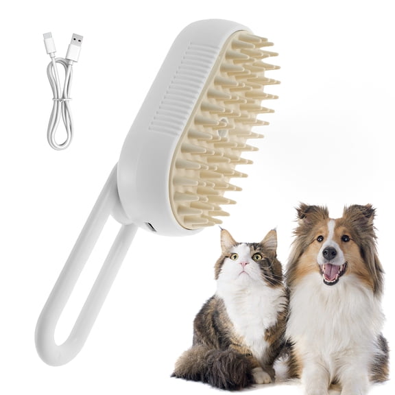 NewSoul Steamy Cat Brush with Rotatable Handle Spray Cat Brush with Water Tank Portable Cat Steamer Brush for Shedding Rechargeable Cat Grooming Brush Cat Steamy Brush for Massage