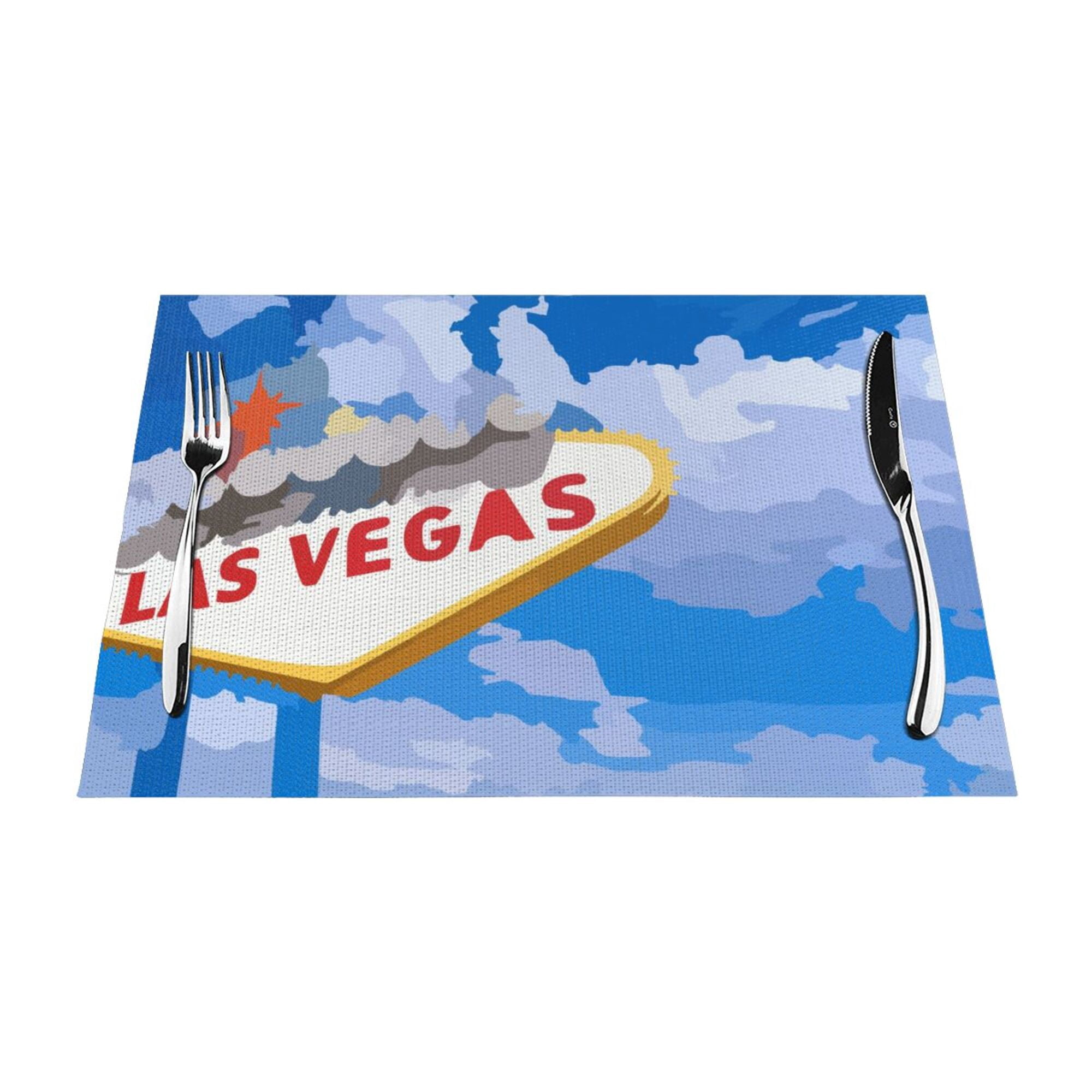 XMXY Woven Placemats Set of 6 PCS, Las Vegas Welcome Sign Table Mats ...