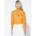 thumbnail image 4 of DARING DIVA 3/4 Sleeve Sheer Floral Lace Shrug Tops 2XL Yellow, 4 of 6
