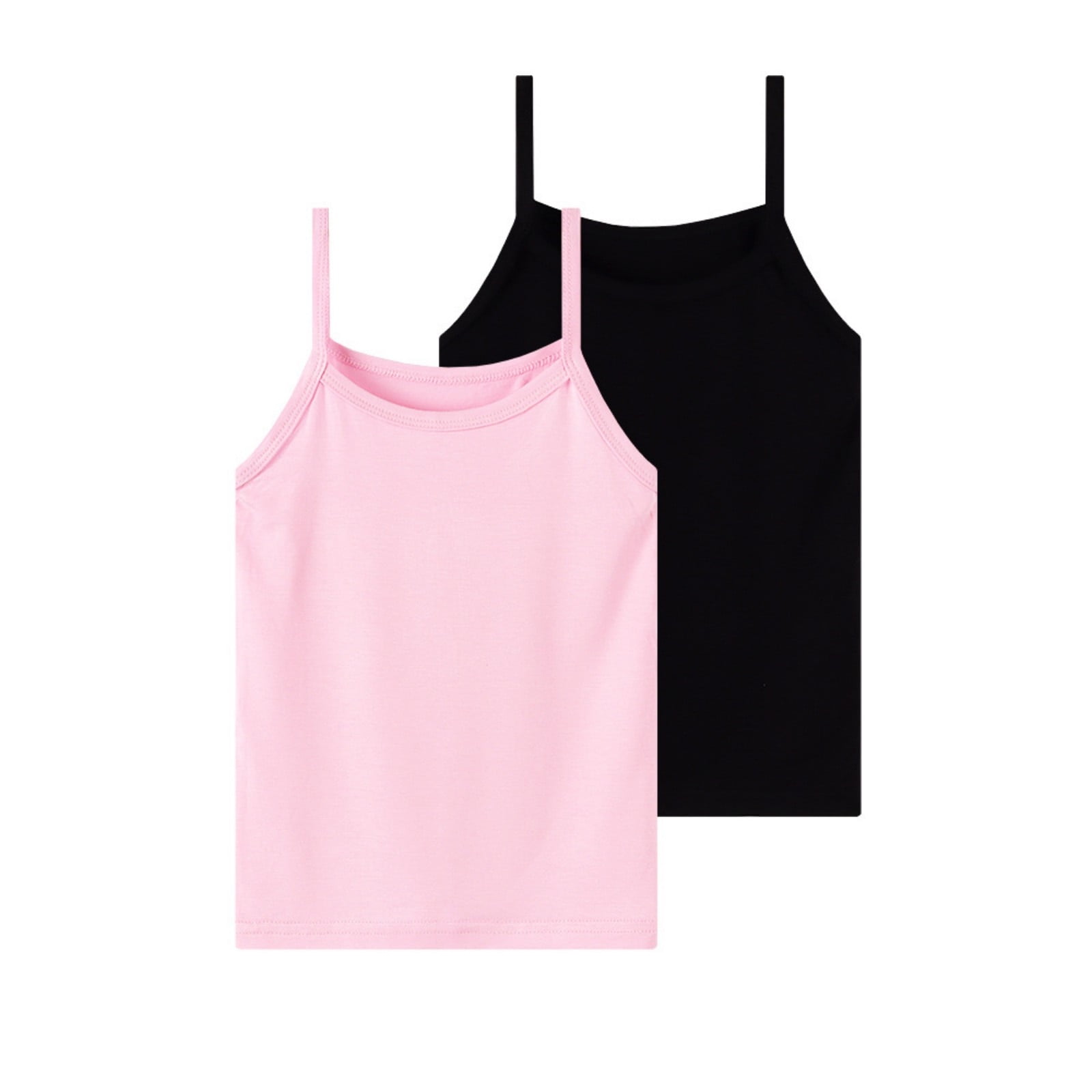 Enridrech 2 Pack Girls Cami Tanks Top Summer Kids Soft Basic Undershirt Spaghetti Strap for Toddler Girl 1-12 Y